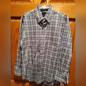 NWT Plaid Boy's Tailorbyrd Dress Shirt - Purple and Green, Size 10